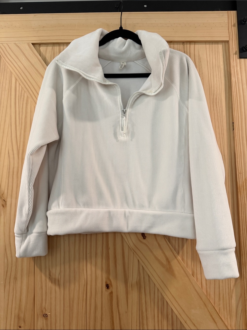 Kyodan White Cropped Quarter-Zip Ribbed Turtleneck Sweater